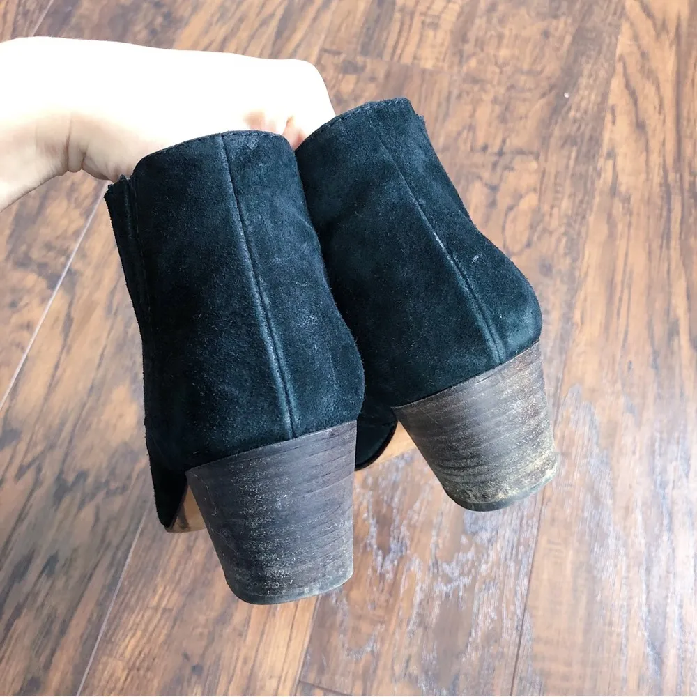 Aquatalia • Fallyn suede ankle boots black leather heeled booties Made in Italy - Image 8