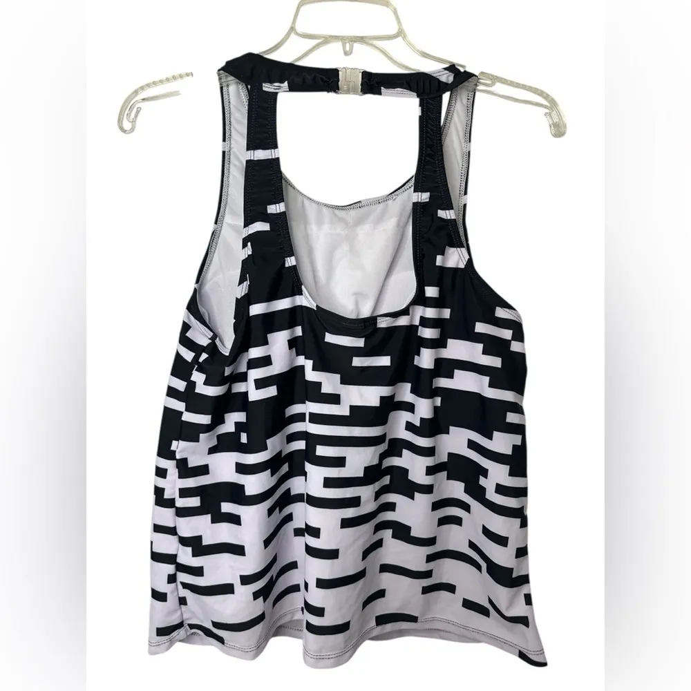 Nanu Black White Patterned High Neck Tank Bathing Suit Top NWT Size XL - Image 2
