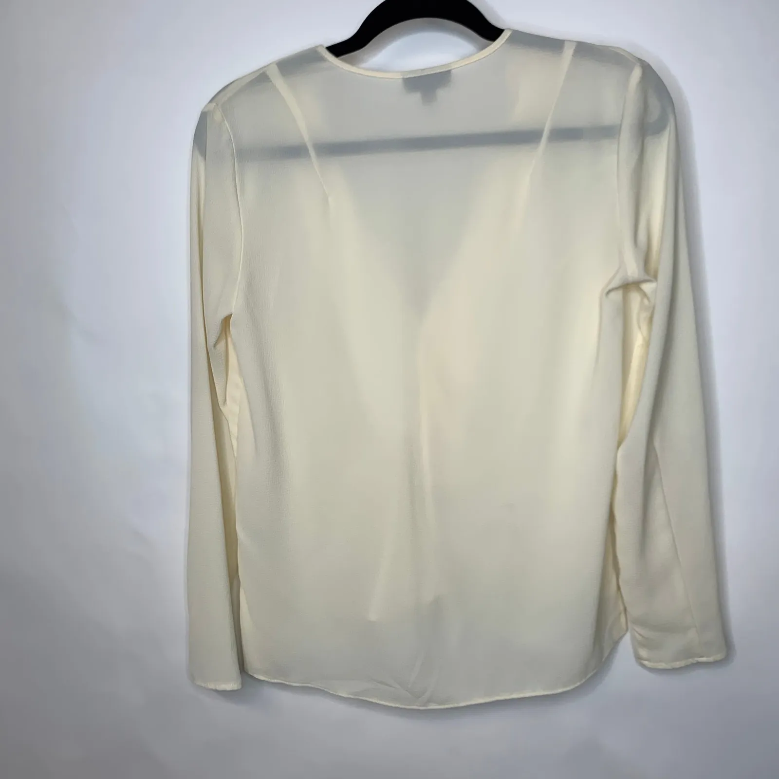 Topshop Cream Blouse Long Sleeve Sz 6 Chiffon Career - Image 6