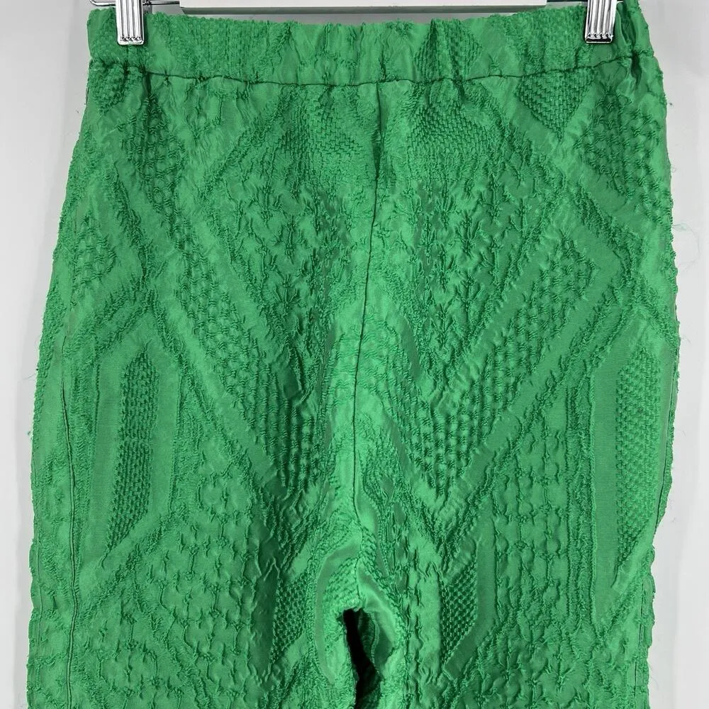 Rosie Assoulin Textured Twill Pants Green‎ Straight Leg High Rise Women’s Size 2 Green - Image 6