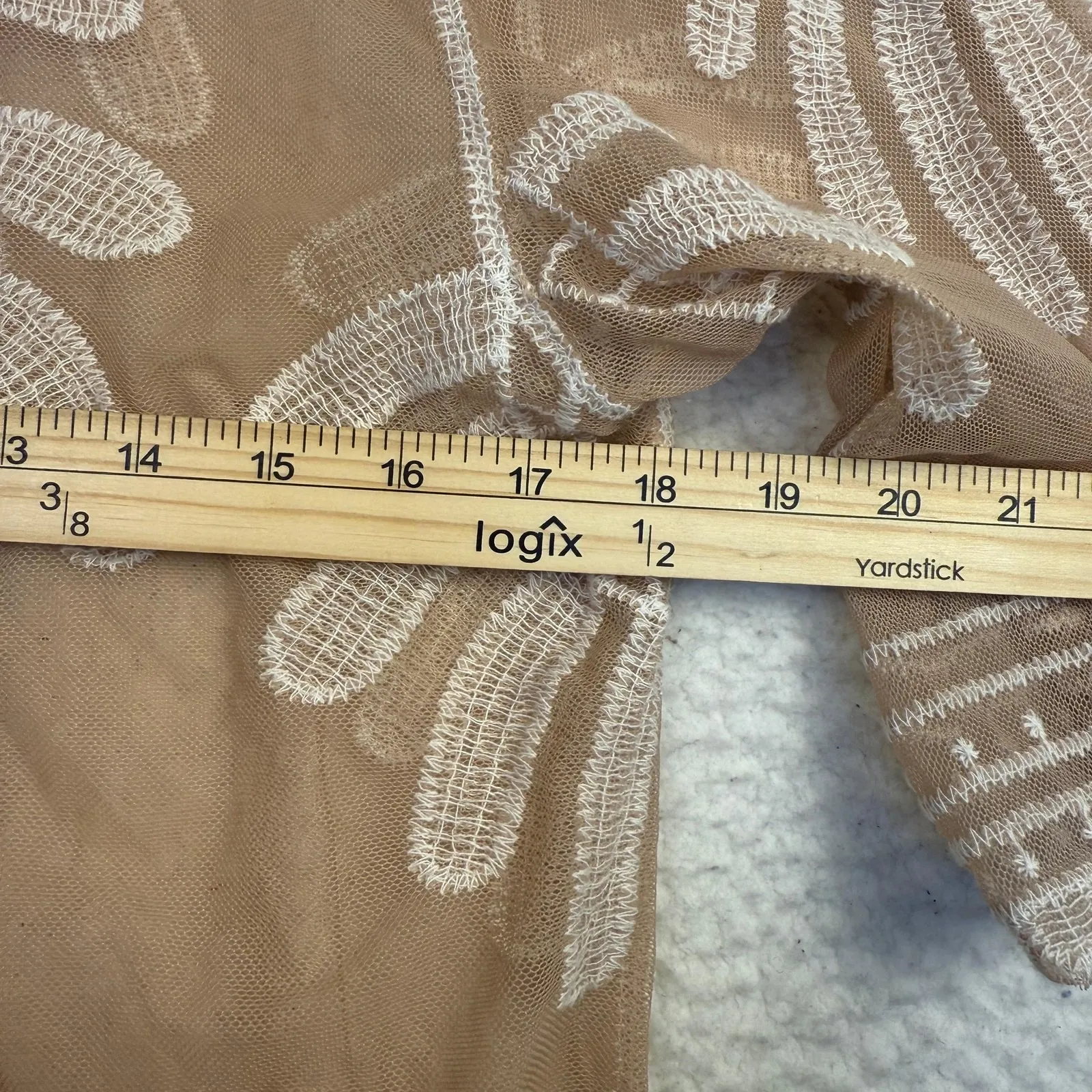 Rebellion Kimono Jacket Womens Large Beige Mesh Embroidered Boho Fairy Angel - Image 6