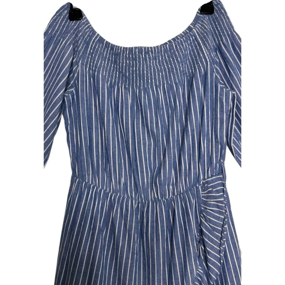 TULAROSA Maida Ruffle Dress in Blue White Stripe Vacation Ruffle Size Small - Image 5