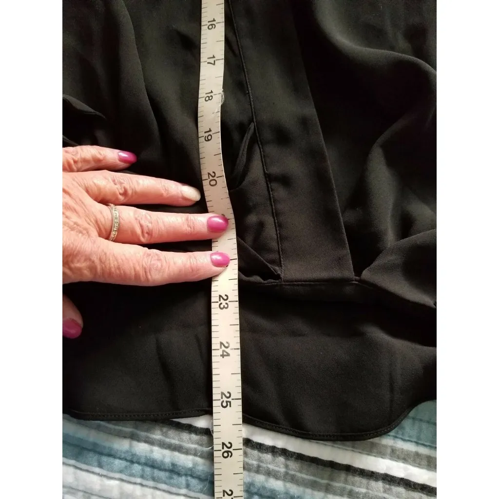 Chelsea28 Womens Faux Wrap Top Long Sleeve V Neck Blouse Black Size (M) - Image 13