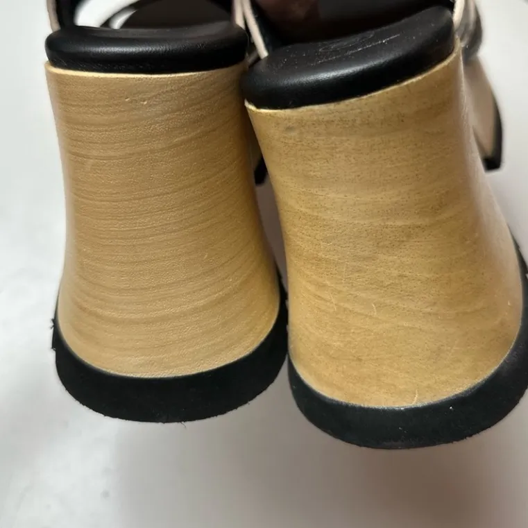 Miista Deanne Black Leather Chunky Wood Platform Sandals – 8.5 Tan - Image 7