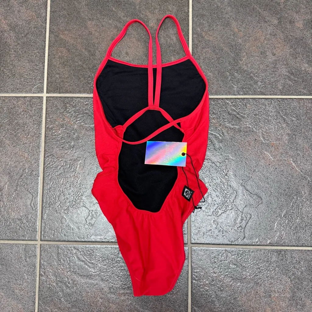 NEW Jolyn Perry One Piece Swimsuit Swimming Racing Red 26 NWT Size 2 - Image 8
