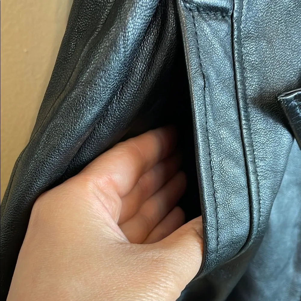 VTG 90s Jacqueline Ferrar Women’s Lambskin Leather Black 7/8 Sleeve Belt Jacket - Image 5