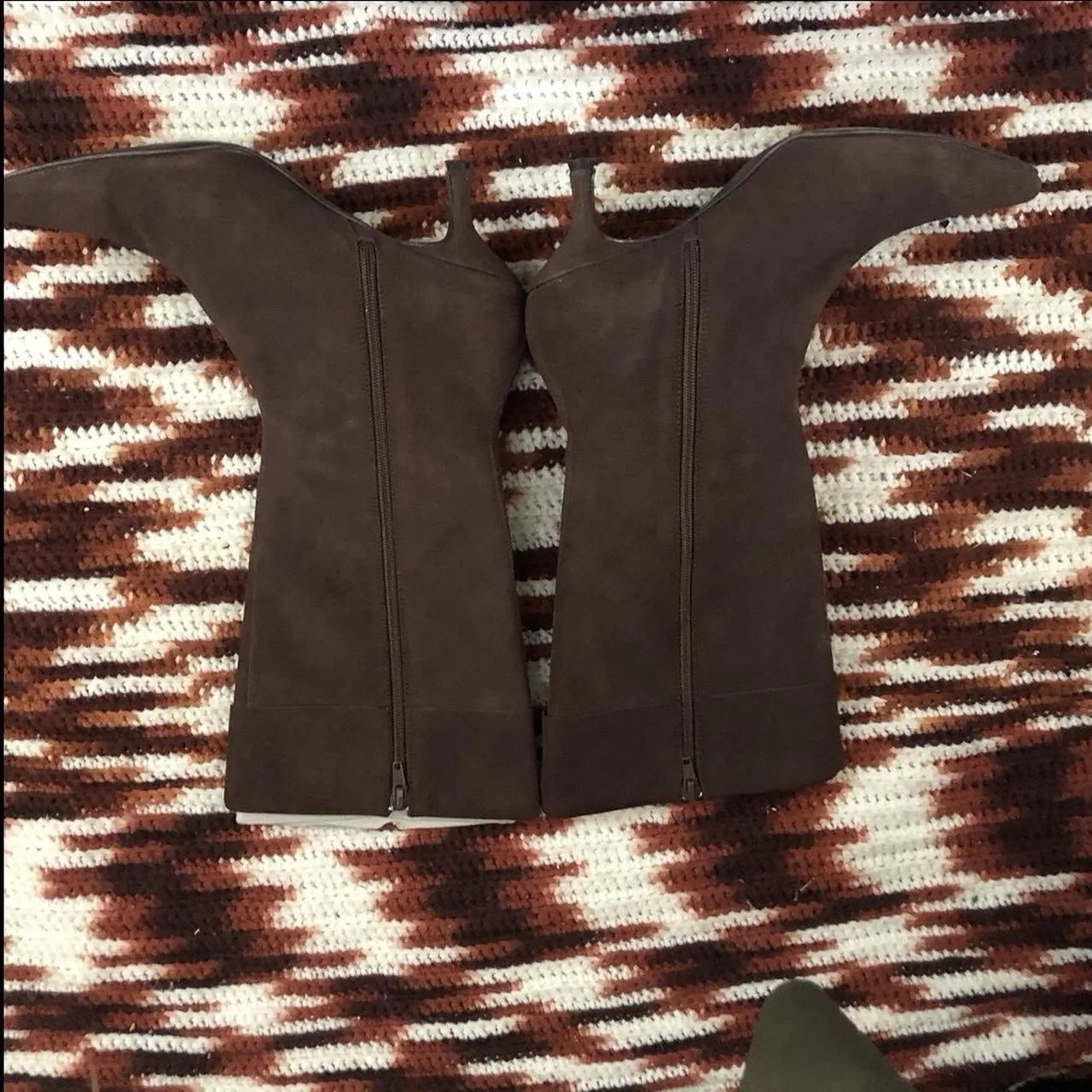 Y2K Baddie Bratz Whimsygoth Brown Real Leather Suede Buckles Pointed Toe Mid Calf Boots Booties Kitten heels Fold Over Cuffed - Image 8