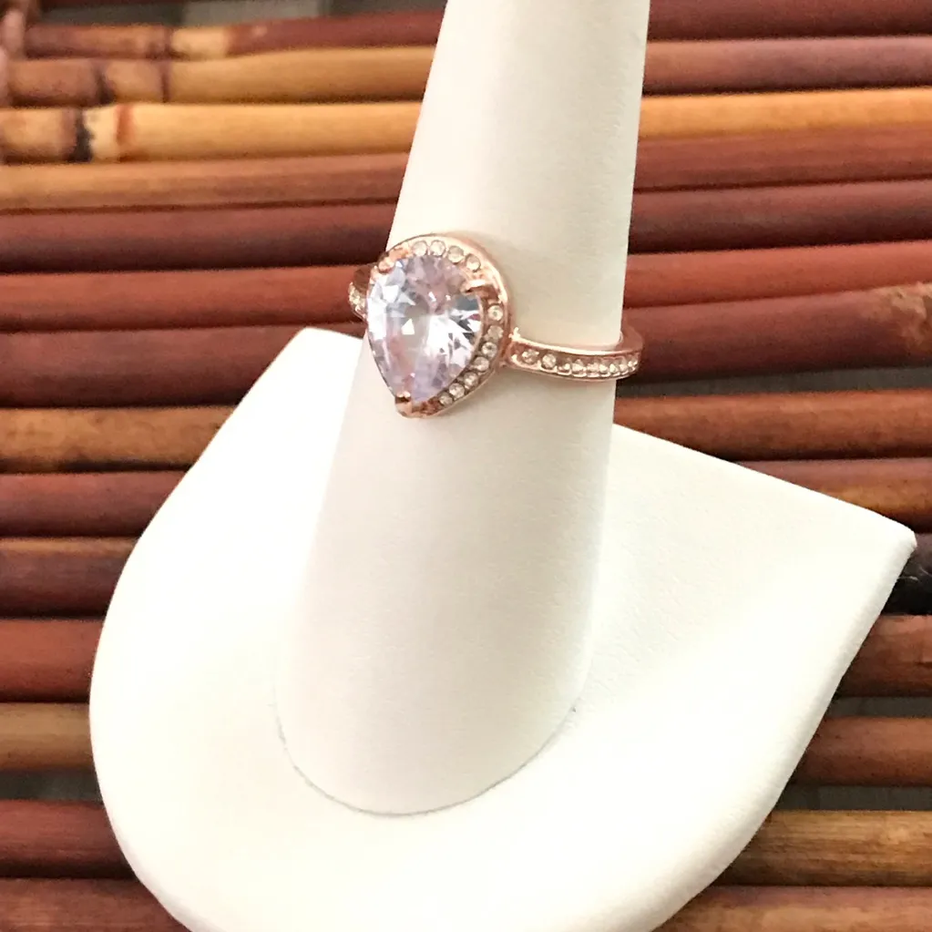 Teardrop Solitaire Ring Rose Gold color size 7 - Image 2