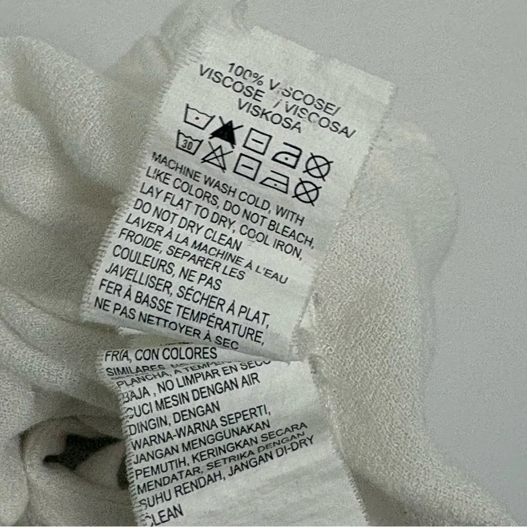 Lucky Brand Short Sleeve White Sheer Henley Viscose Top Sz XS - Image 5