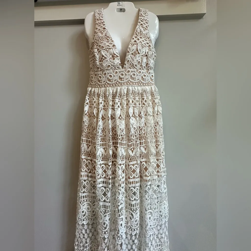 Lulu’s Just Magic Lace Ivory Mini Dress size Small Beach, Bridal - Image 3