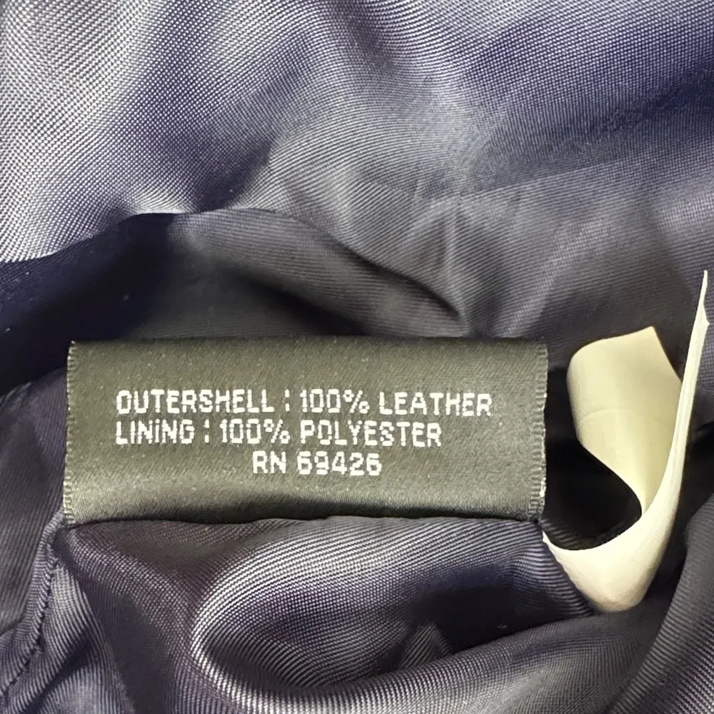 Dark Blue 100% Leather Fit and Flare Pants - Image 2