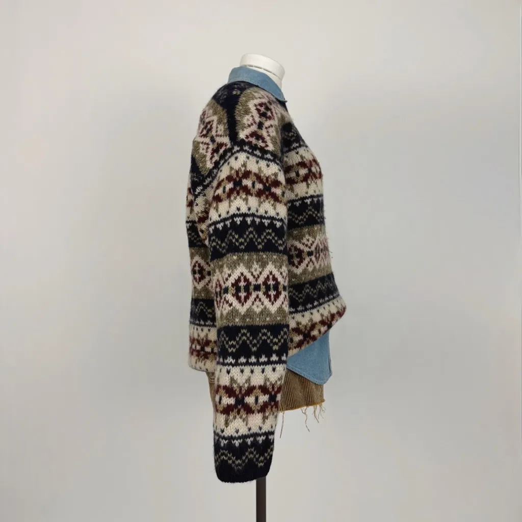 Vintage 80’s Abercrombie Pure Wool Fair-Isle Crewneck Knit “The Big Sweater” M - Image 3