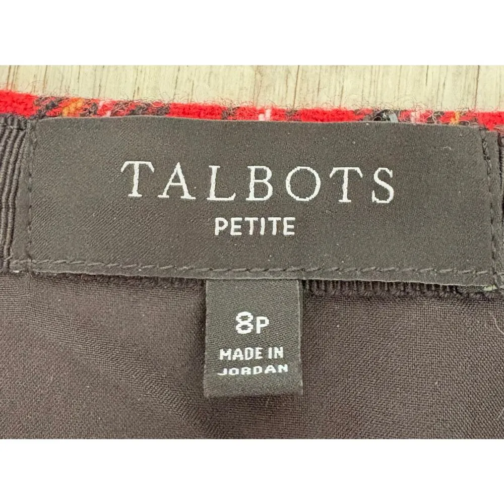TALBOTS PETITE | Women's Plaid Sequin Wool Blend Straight Pencil Mini Skirt | 8P - Image 3