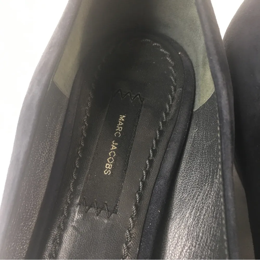 Marc Jacobs blue suede peep-toe pumps chunky low heel Size 37.5 / 7.5 - Image 7