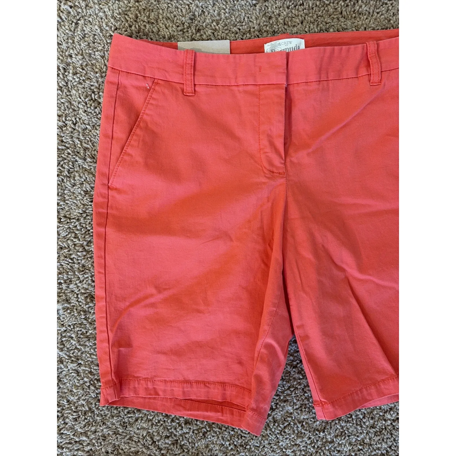 J Crew Factory 2012 Orange Poppy Cotton Stretch Bermuda‎ Shorts Womens 6 NEW NWT - Image 2