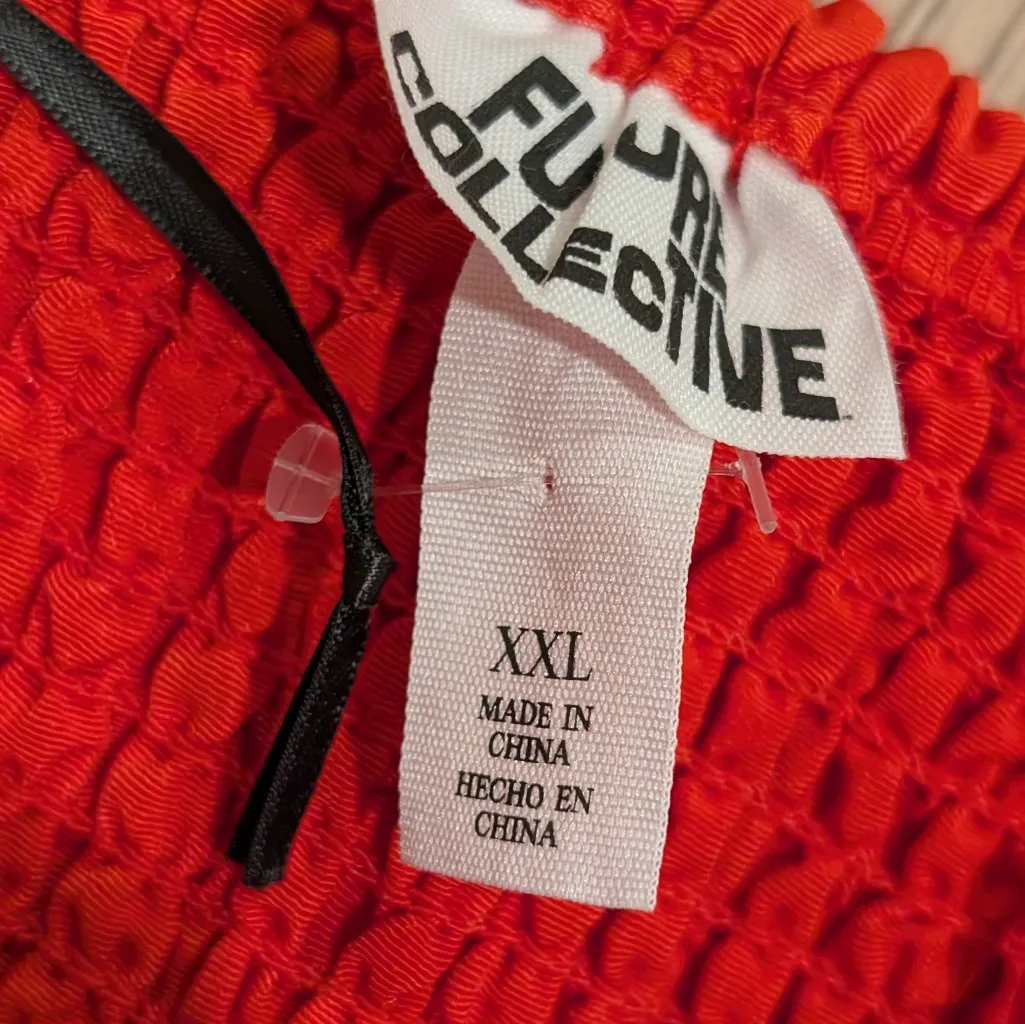 Future Collective Bow Dress PLUS XXL 2X Strapless Sweetheart Red Pink Orange - Image 6