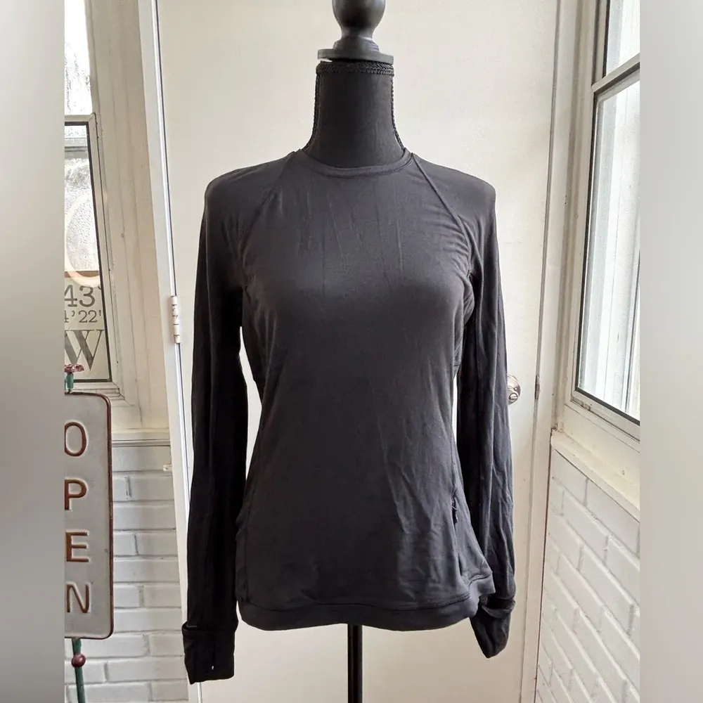 Lululemon It’s Rulu Long Sleeve black Shirt 10 Athleisure streetwear‎ workout - Image 2