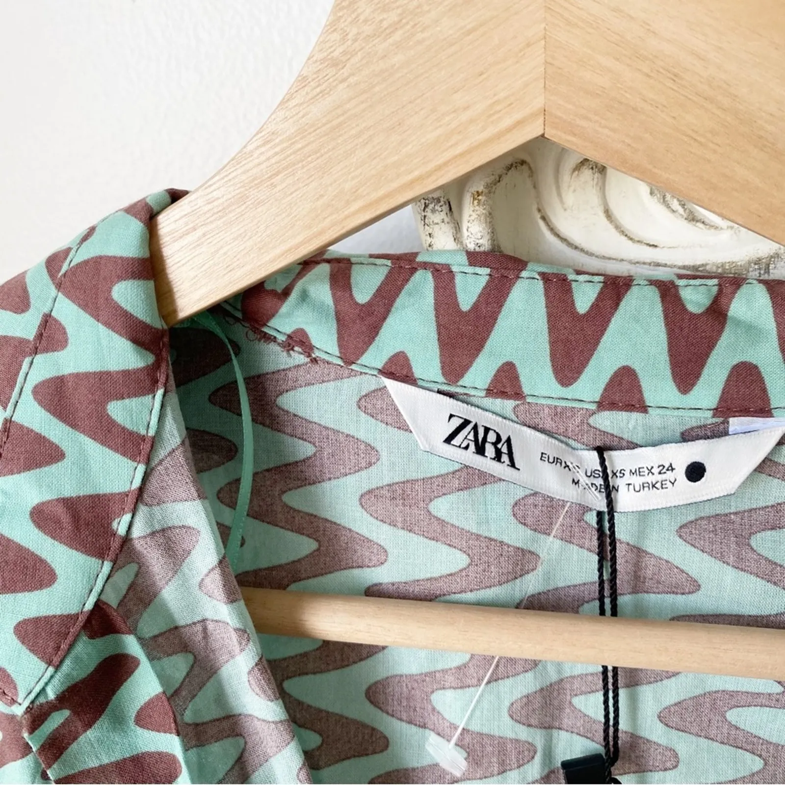 Zara Retro Printed Tie Front Tunic Coverup - Image 6