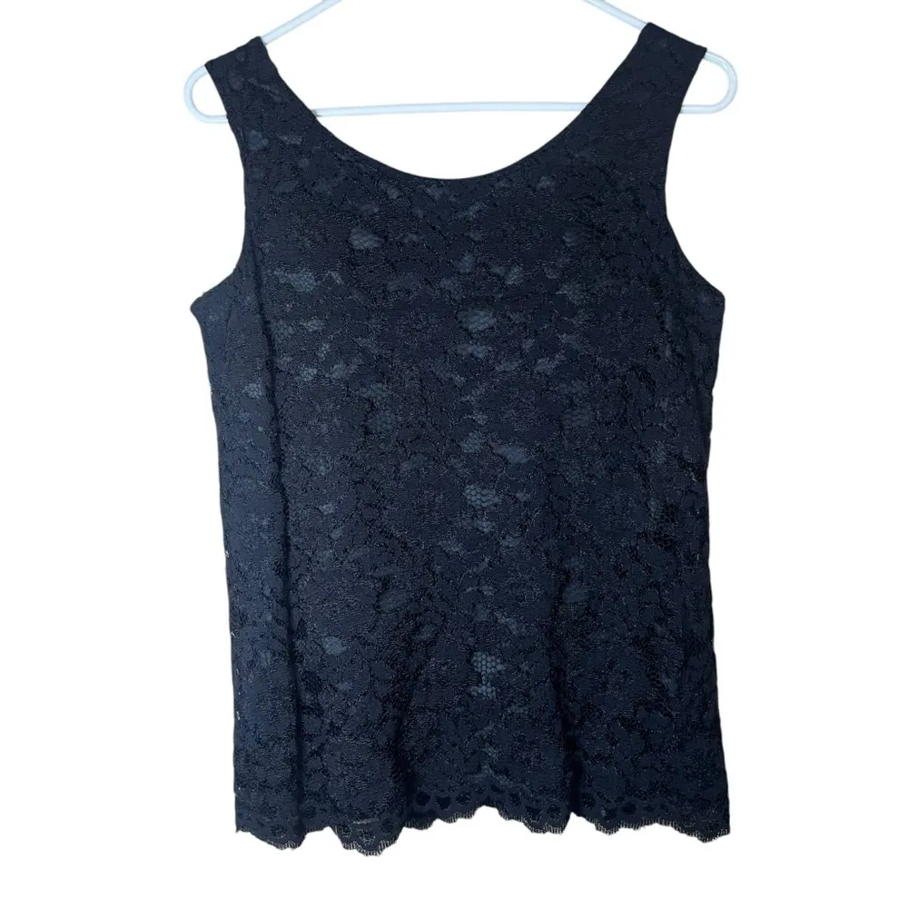 VTG Y2K Black Lace Sleeveless Top Layering Whimsigoth Fairy Rave Eva Laurel Sz 6 - Image 2