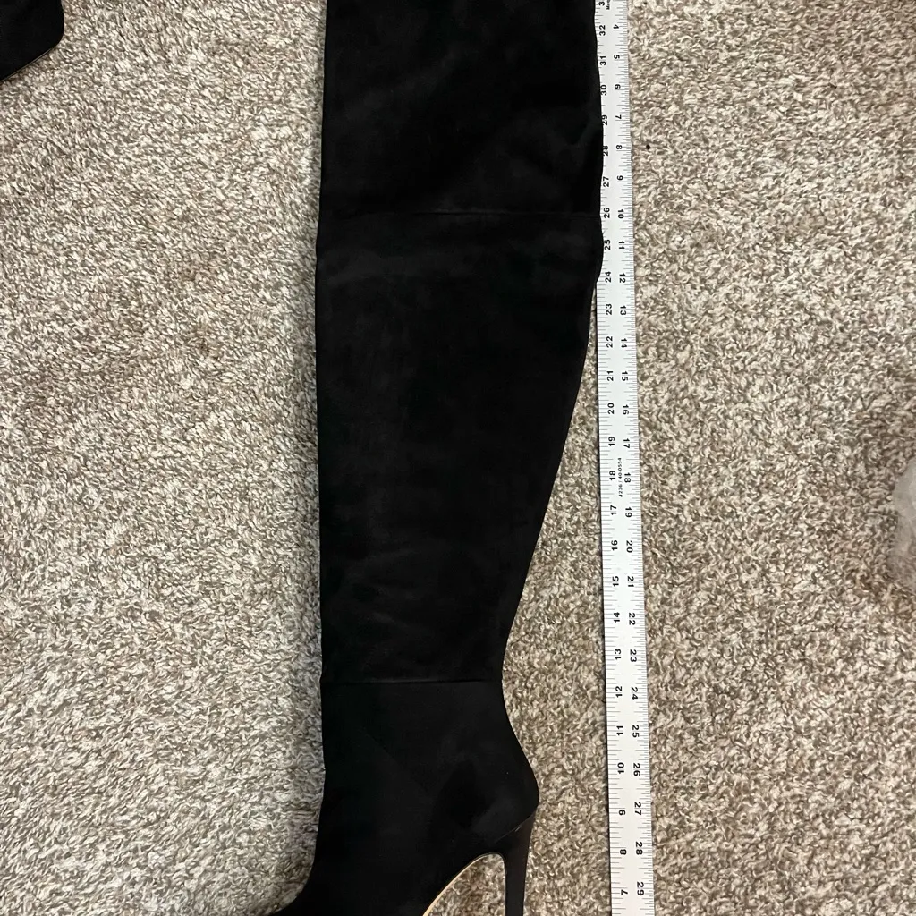 Good American Over the Knee Slouch Suede Black Boots Style GA173K-X size 7.5 NEW - Image 2