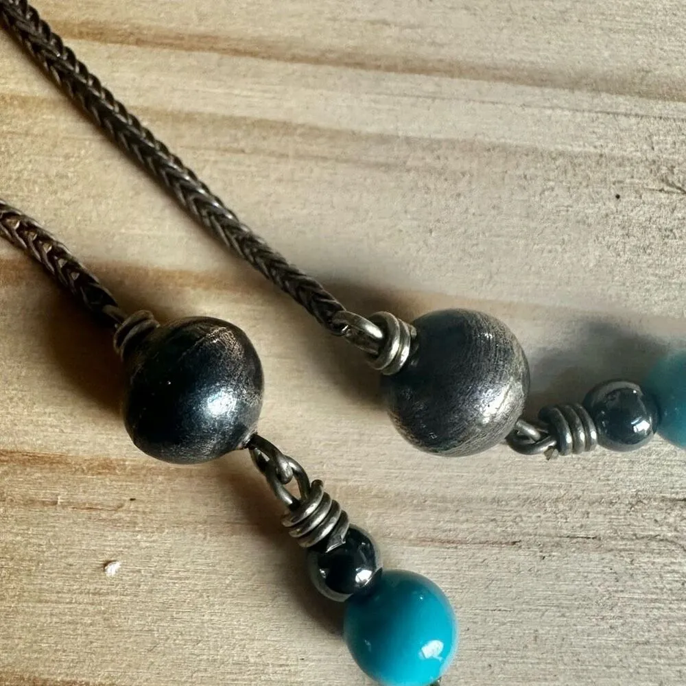 Sterling Silver Tribal Pendant Necklace with Mixed Gemstones - Image 13