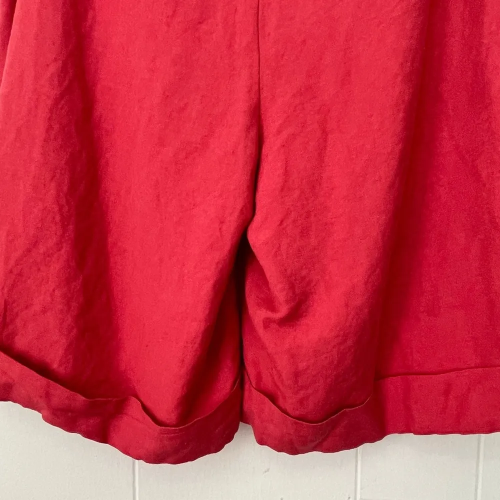 Alfani Linen Blend High Waisted Shorts Orange Red Pleated ~ Women’s Size 8 - Image 7