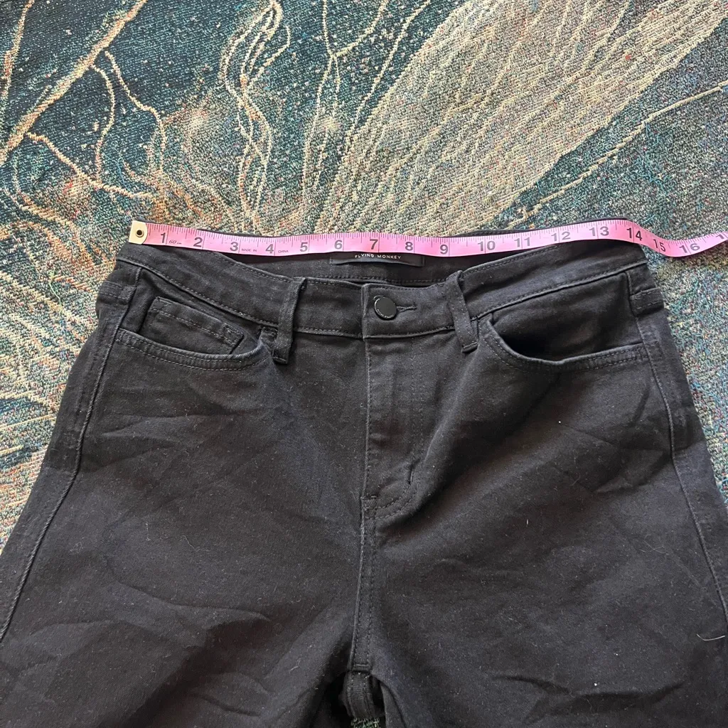 Flying Monkey Straight Leg Jeans Mid Rise Black Wash Women’s 29 Stretch Denim - Image 13