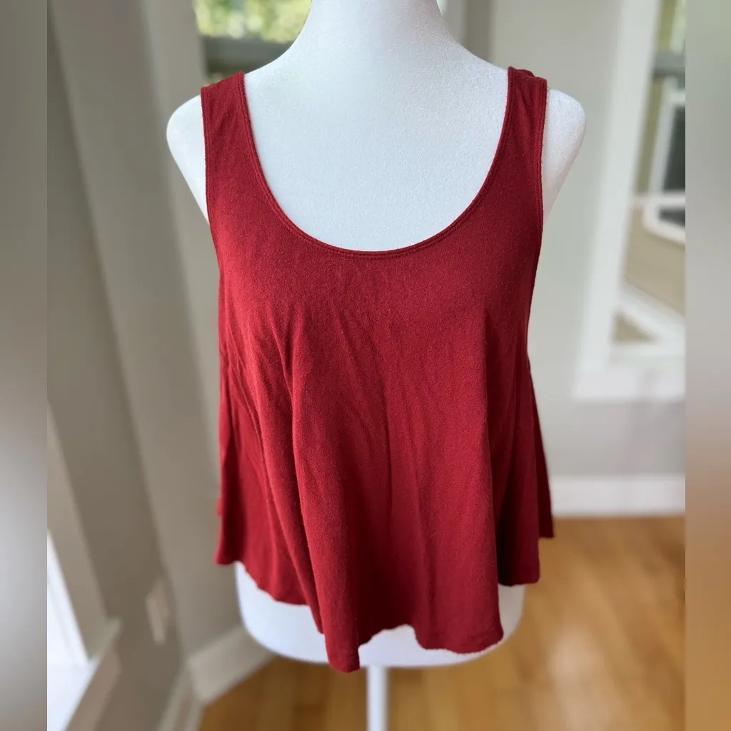 American Eagle Outfitters Rusty Red Low Scoop Back Loose Fit Crop Tank Sz Small - Image 2