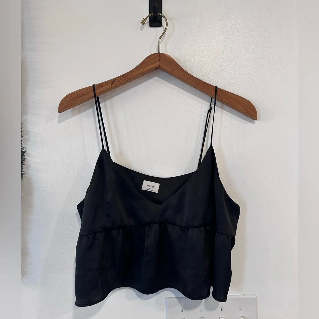 Aritzia Wilfred Lover Satin Camisole Tank Top Women’s Size XL Black Classic - Image 4