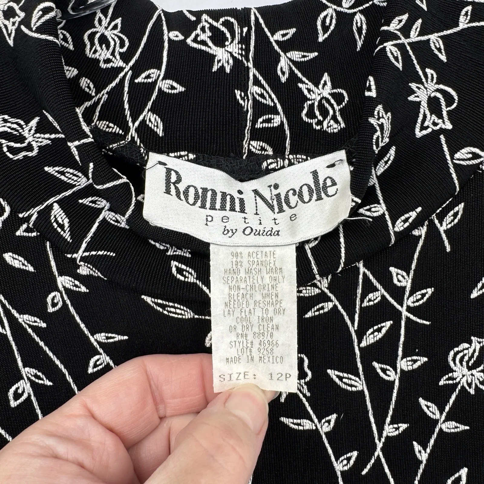 Vintage Y2K Ronnie Nicole Maxi Dress 12P Black White Dark Romantic Whimsigoth - Image 6