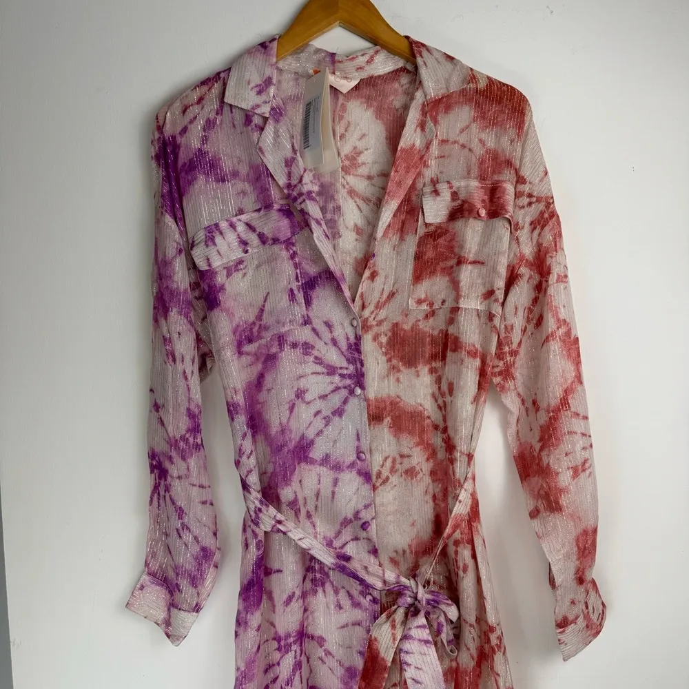 NWT Rococo Sand Revolve Ava Metallic Tie Dye Dress Sz Small Two Tone Pink - Image 6