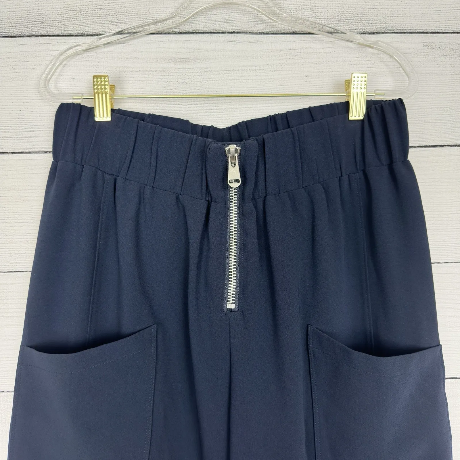 Cinq A Sept Austine Crop Pant Navy Blue High Waist Womens Sz 6 Zip Front Stretch - Image 5