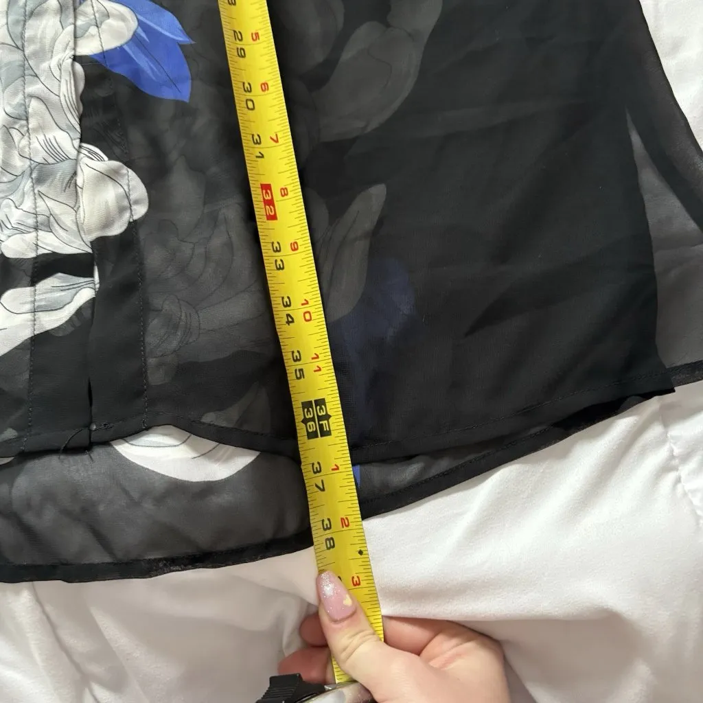 Womens Size 14 Black Floral Tropical Cover Up Dress Beach Summer Resortwear - Image 5