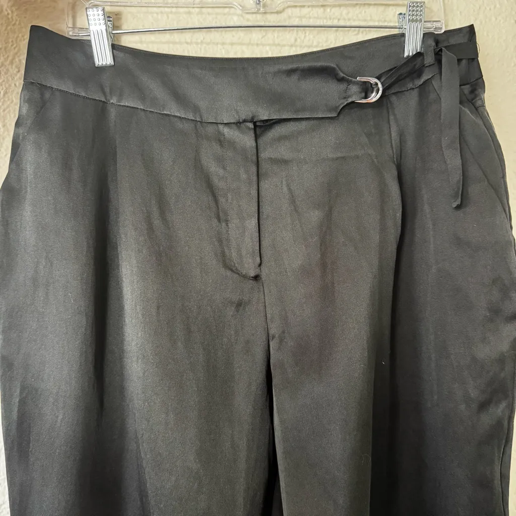 New Karen Millen Black Silk Blend Tapered Leg Cuffed Pants Size 10 - Image 5