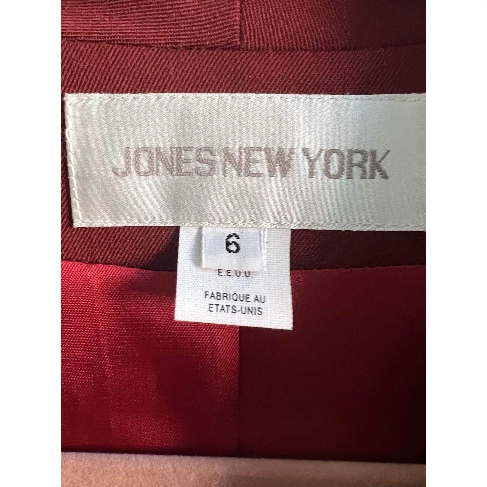 Vintage Jones New York Suit Jacket And Skirt Red Wool Size 6 Festive Business - Image 12