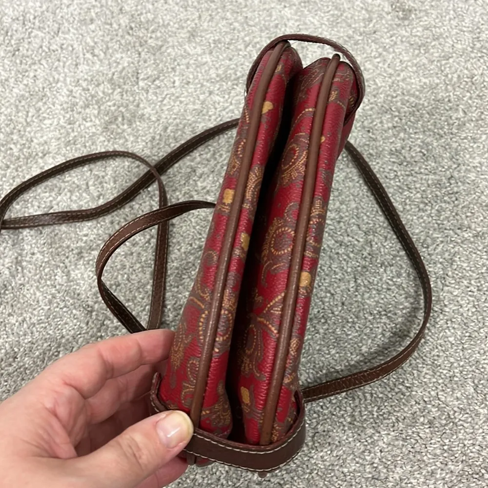 Vintage Red, Brown Victorian Style Paisley Coin Purse Crossbody Clutch Red - Image 11