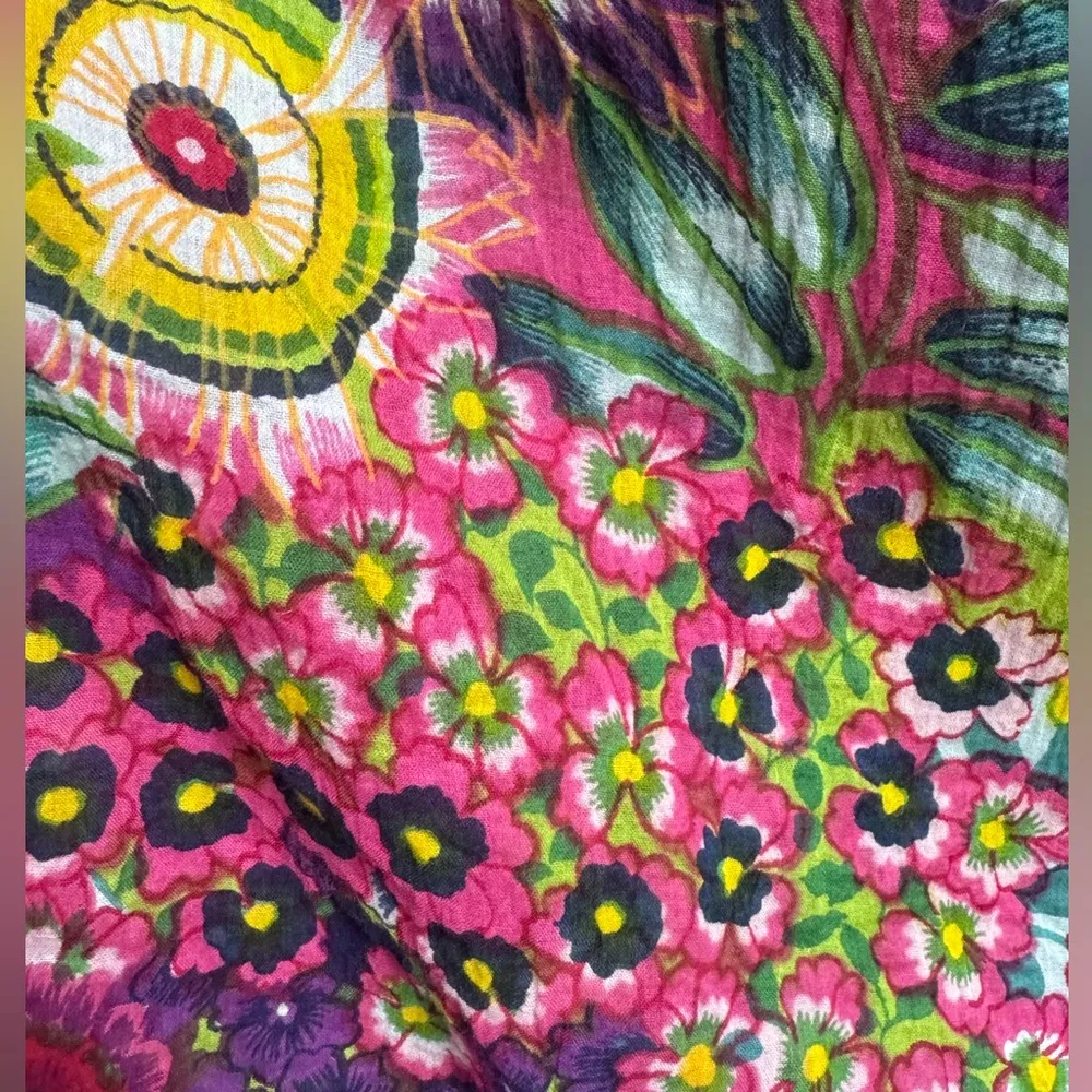 Vintage Boho Floral Skirt – Crinkle India Cotton Indie Sleaze‎ festival Black Size M - Image 7