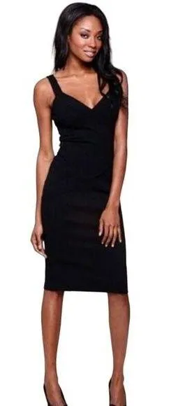 Diane Von Furstenberg  Benny Mini Dress Bandage Bodycon Sweetheart Black size 4 - Image 2