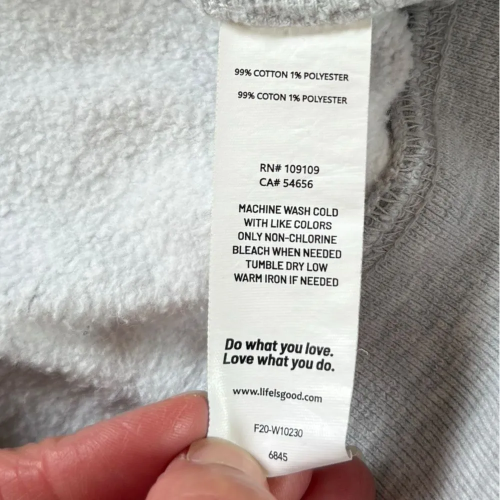 Life is Good Simply True Full Zip Fleece Hoodie Gray Spell Out Womens Medium - Image 8