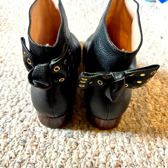 Kate Spade NY Black Leather Ankle Boots with Bow Detail women’s 9.5 booties - Image 2