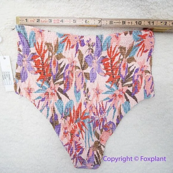NEW Free‎ People Citrine Dakota aloha blooms floral bikini bottom, size S Purple - Image 10