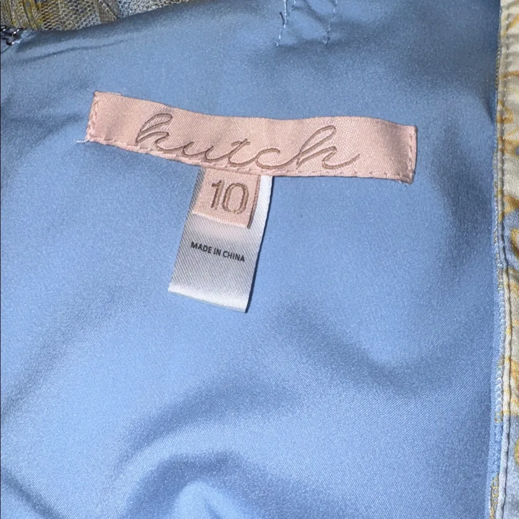 NEW HUTCH Plunge V Neck Tiered Tulle Sky Floral Gown Dress sz 10 - Image 9