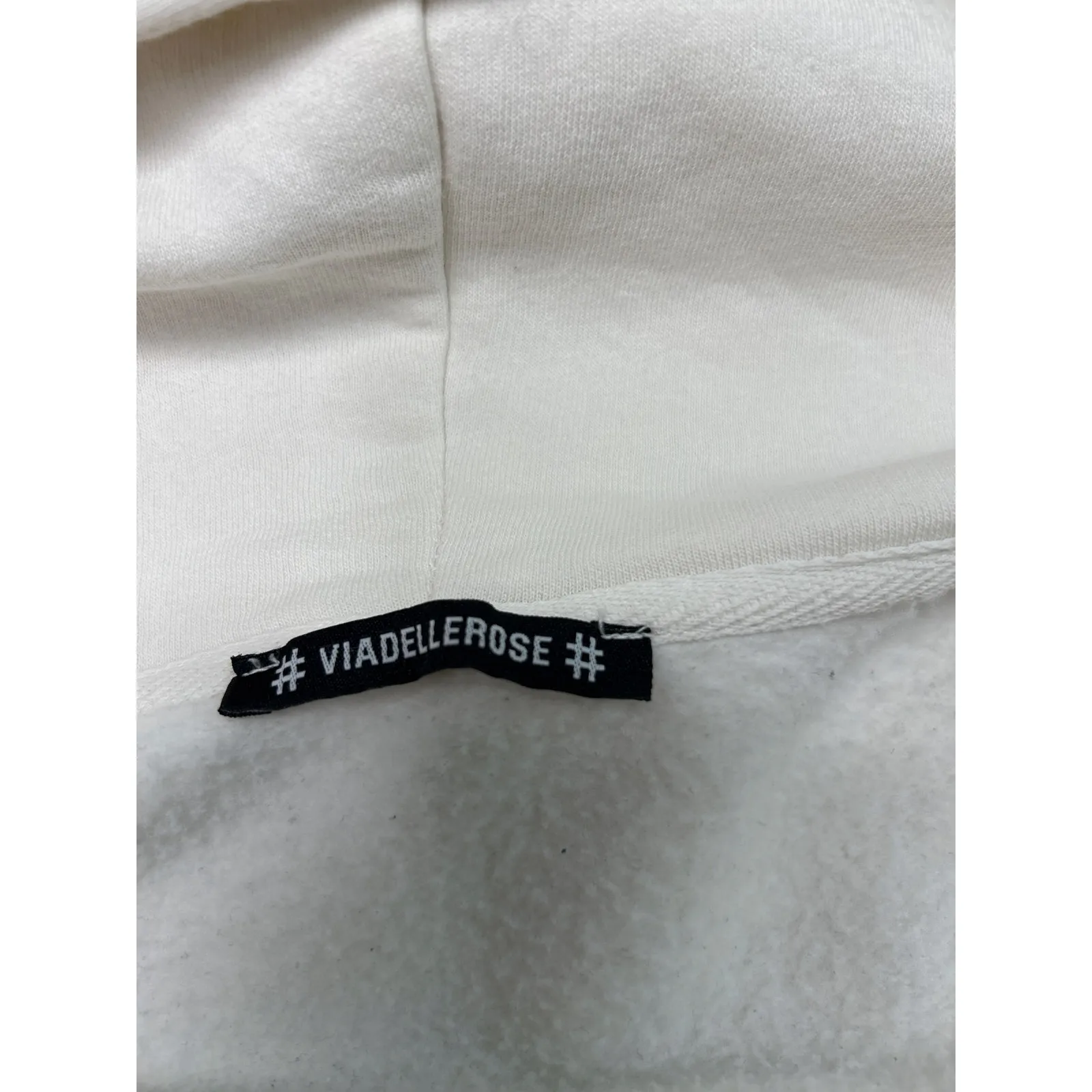 VDR ViaDelleRose cream colored zip up hooded sweatshirt. #4291 Size Medium - Image 6