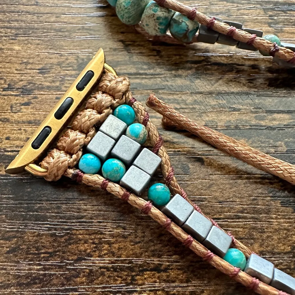 Turquoise Boho Natural Stone Apple Watch Strap Blue - Image 8
