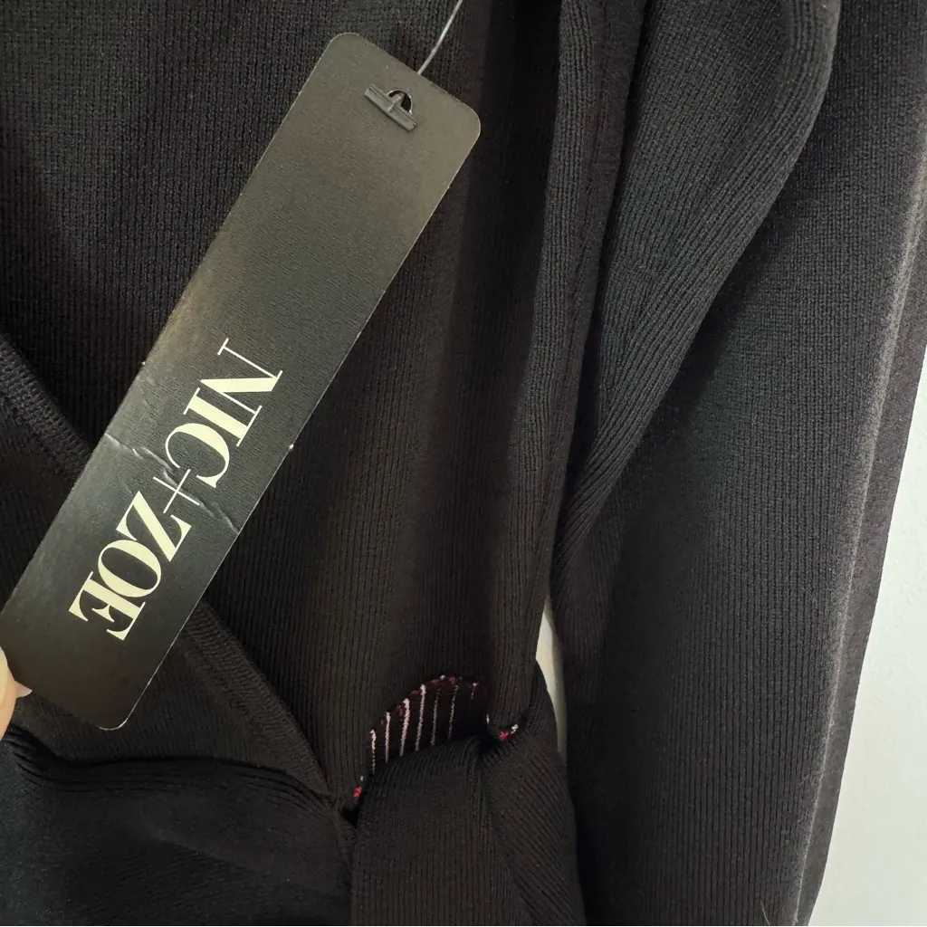 NWT Nic + Zoe Dress Invite Only Pleated Skirt Sweater Dress Black Size M - Image 9