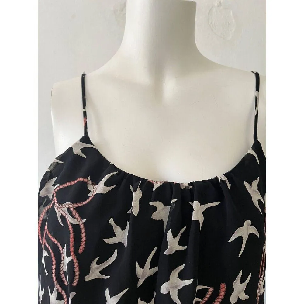 90s macy & taylor black scoop neck strappy fit flare dove Crane Dress Small - Image 2