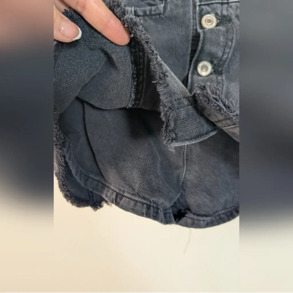 Free People - Faded Black Midnight Sun Mid Rise Denim Mini Skirt/Skort Size 25 - Image 6
