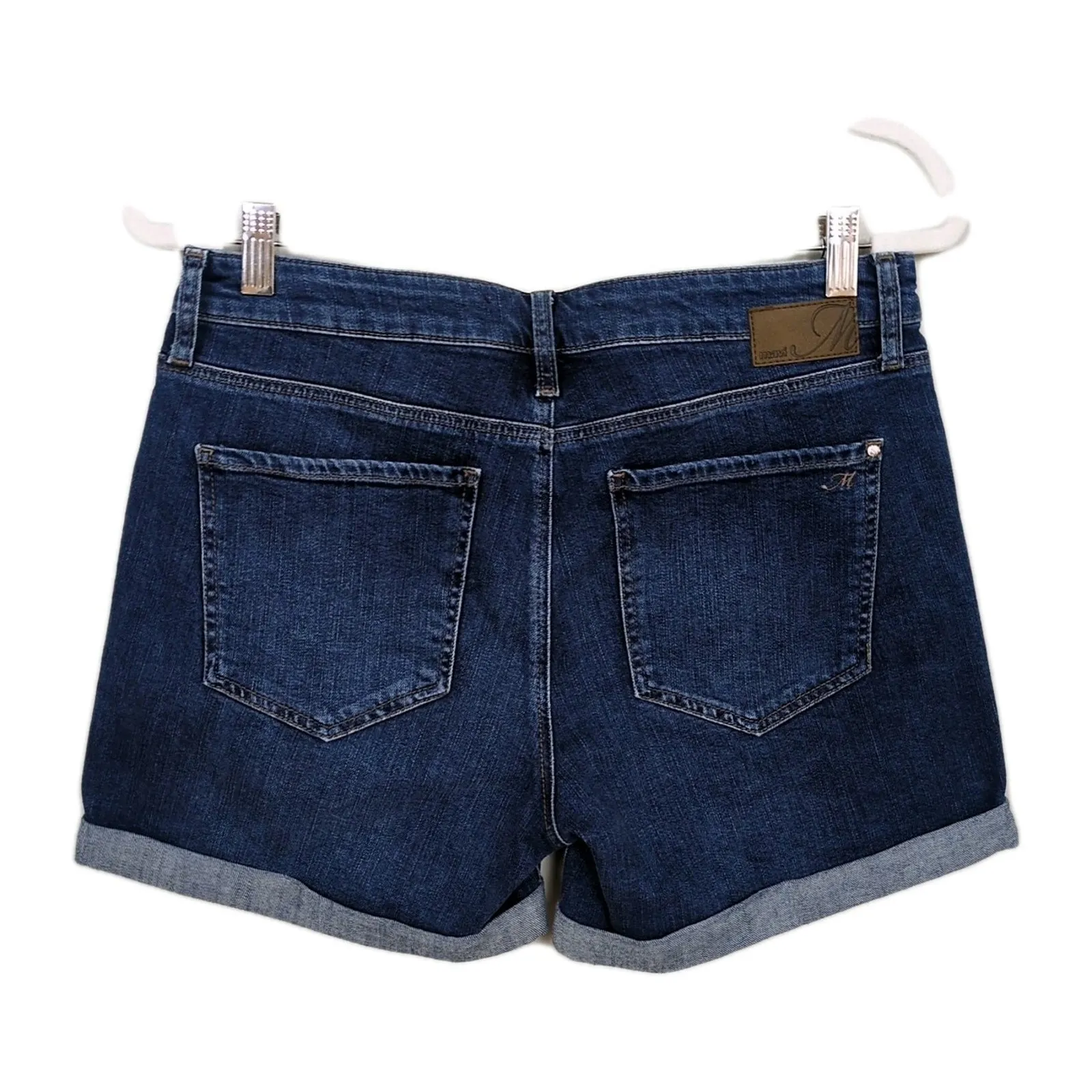MAVI Marla Mid Rise Cuffed Shorts Dark Wash Stretch Denim Distressed Women's 30 Blue - Image 2