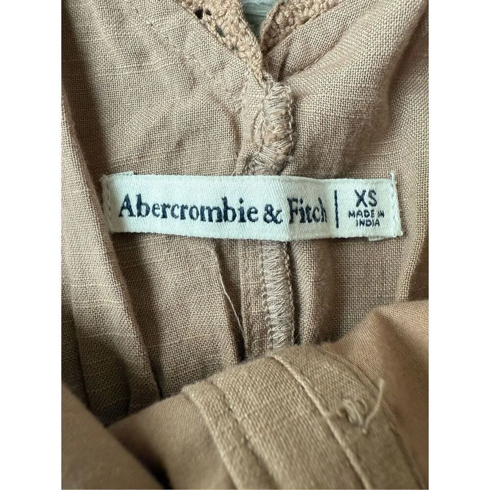 Abercrombie & Fitch Light Brown Lace Trim Blouse Size XS - Image 6