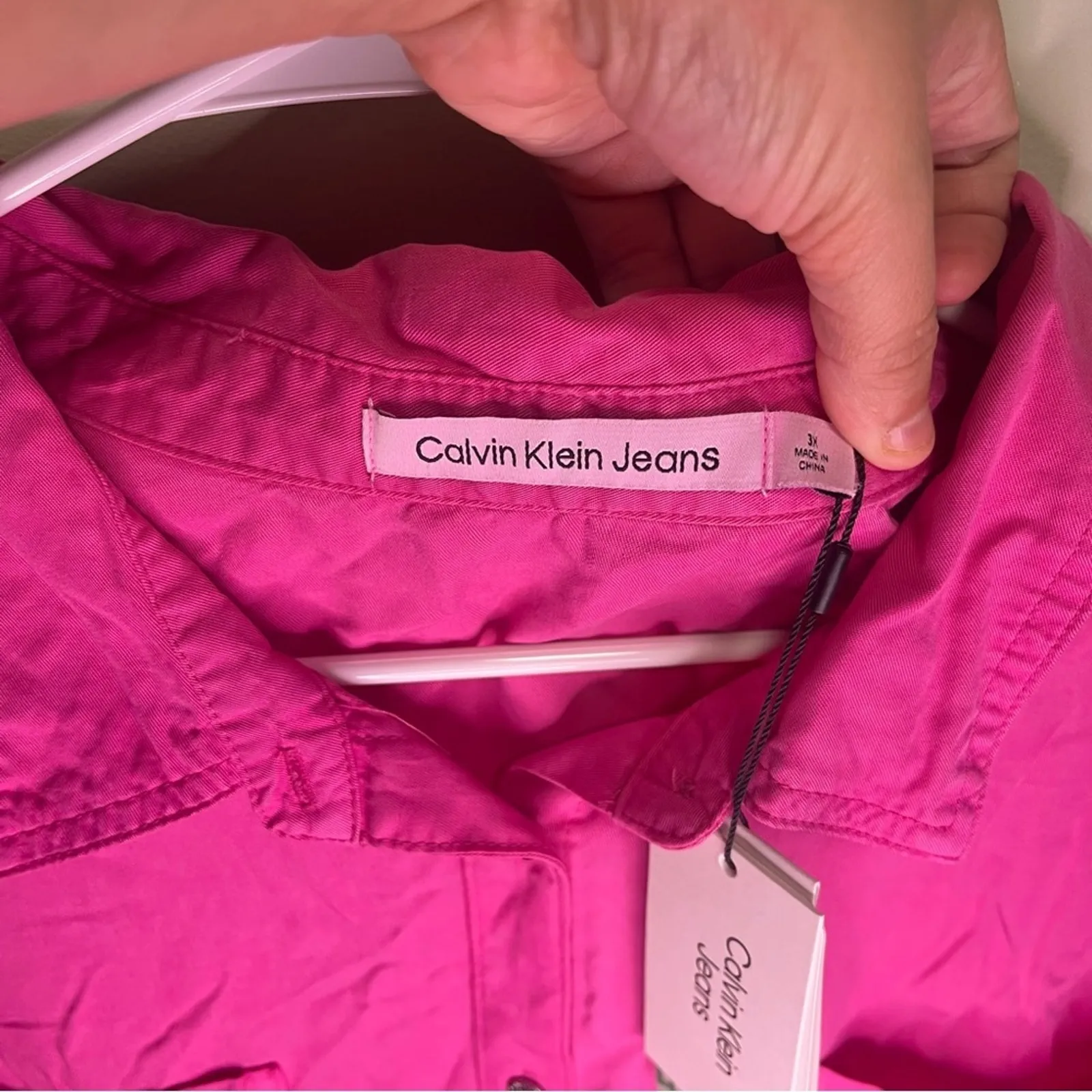 NWT Calvin Klein Jeans Tencel Button Down Collar Sleeveless Top Hot Pink Modest Size 3X - Image 7